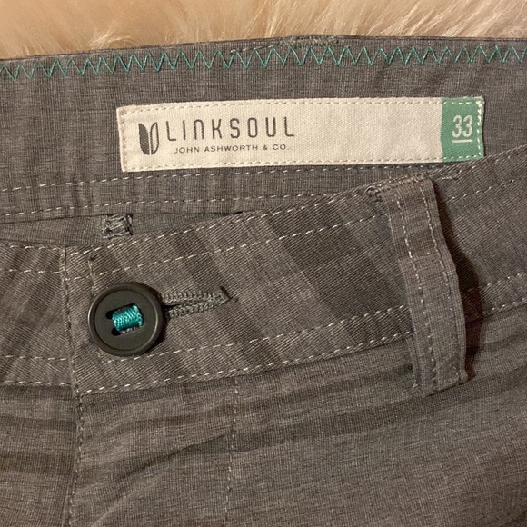 Linksoul Mens sz 34 Boardwalker Hybrid Green Striped Golf Casual Shorts - Picture 3 of 13